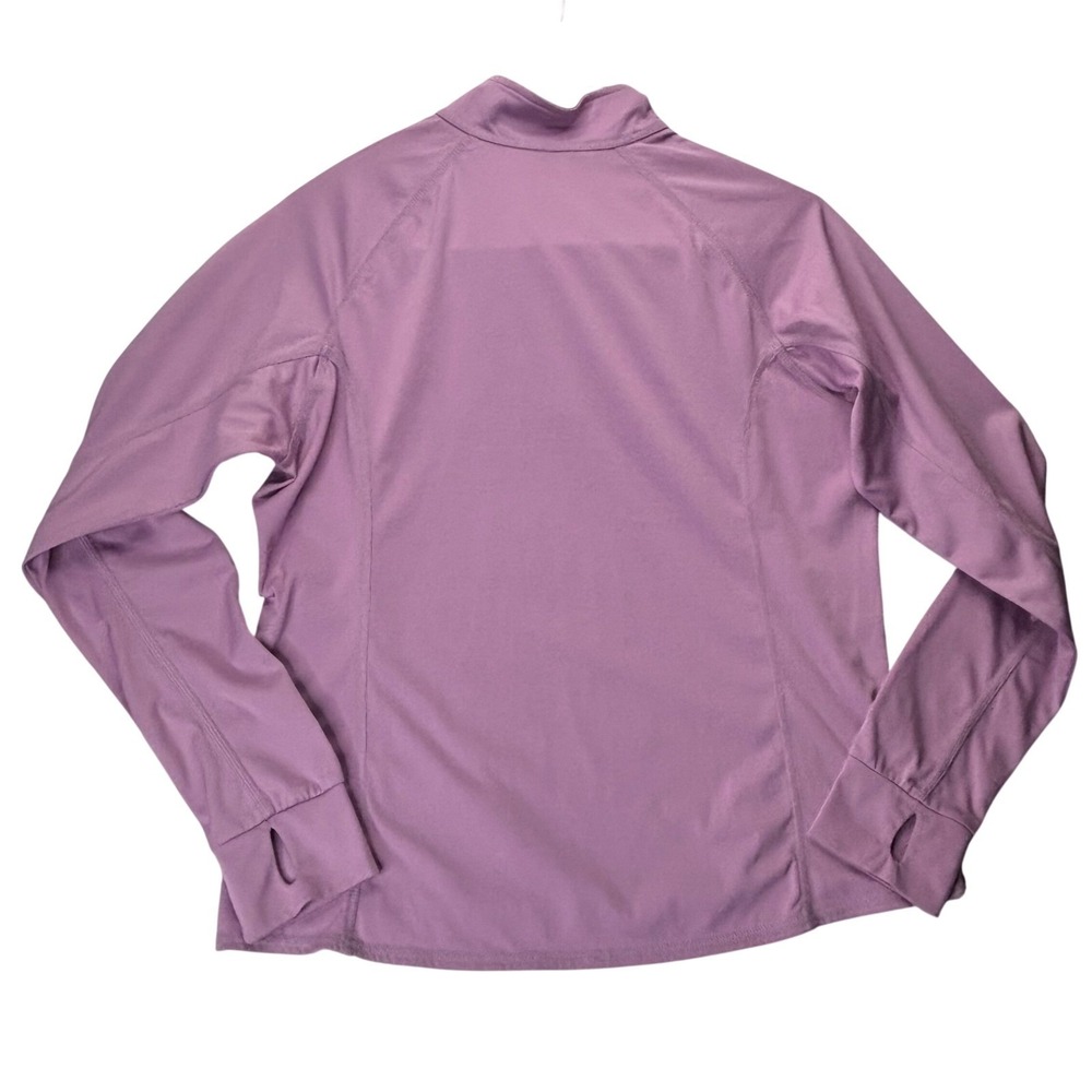 LL Bean Pullover Top Women L Purple Polyester Solid 1/4 Zip Thumbhole Activewear - Picture 2 of 10